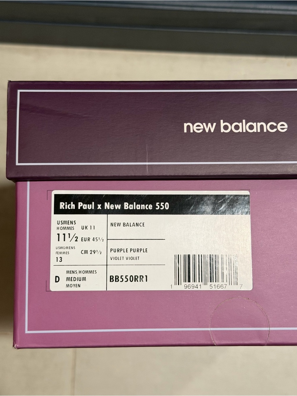 NEW New Balance 550 Rich Paul Forever Yours: BB550RR1 (Size 11.5) - Picture 12 of 12
